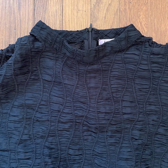 LaLavon Semi Shear Textured Ruched Elastic Waist  Feminine Blouse  Sz Medium - Picture 10 of 15